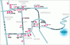 Vicinity map of Avida Land Communities in Antipolo